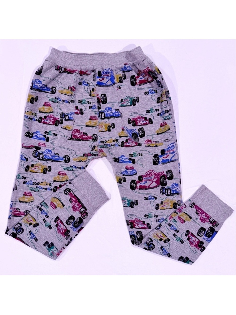 Hanna Andersson Reversible Joggers Boys 12 150 cm Race Cars Grey Pants Relaxed